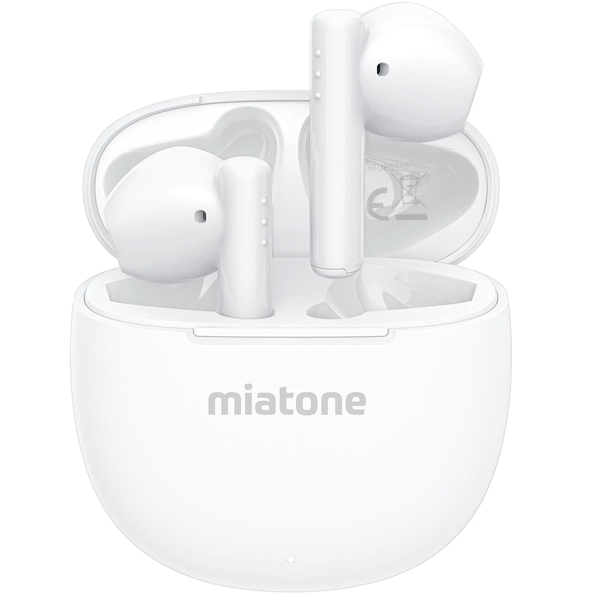 MIATONE London Wireless Earbuds – Bluetooth 5.3, 50H Playtime, Built-In Mic (White)