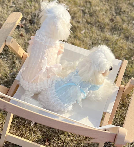 Chiffon Lace Bow Dress for Princess Pets