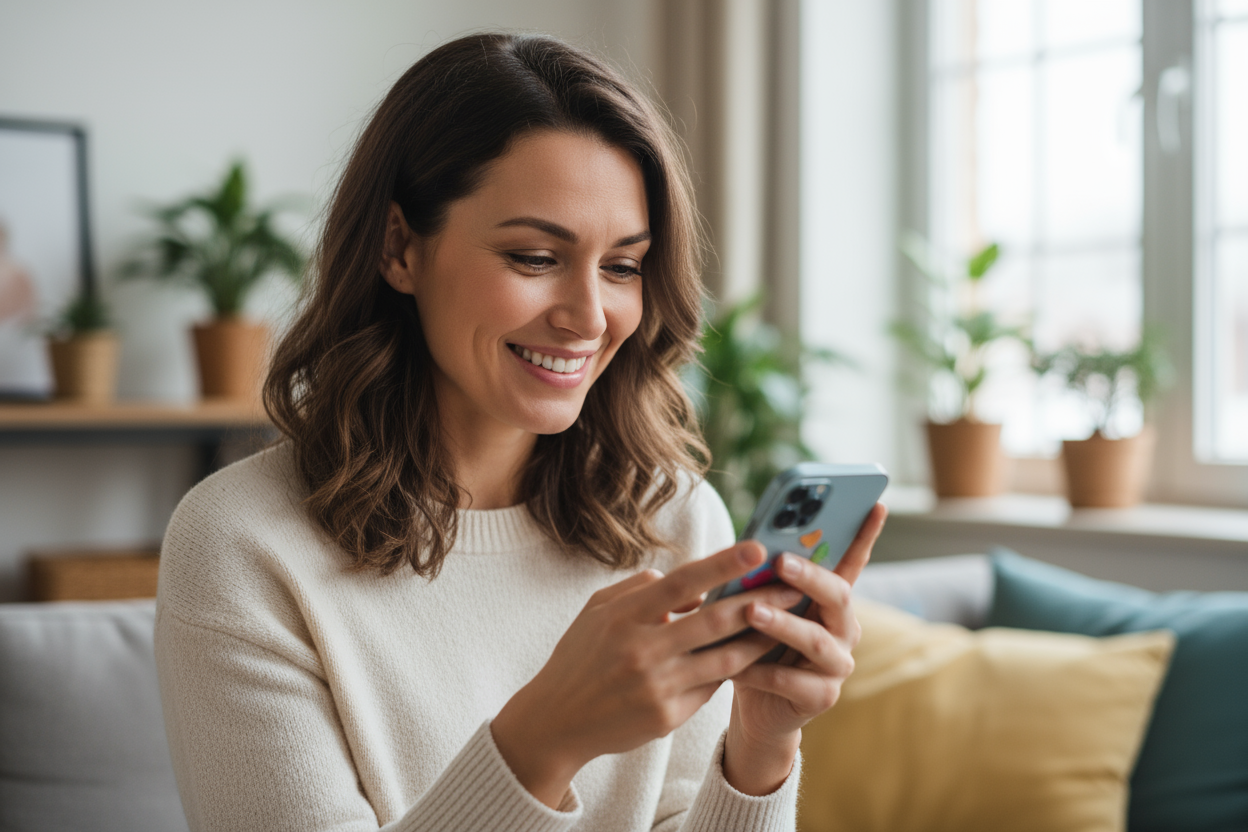 update the woman looking at her phone instead. 